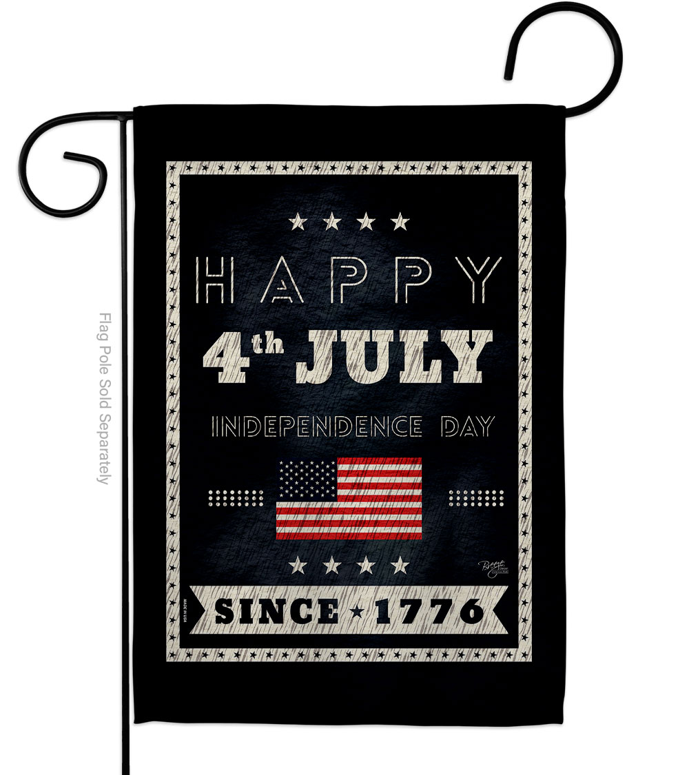 G161095-BO 13 x 18.5 in. Happy 4th July American Vertical Garden Flag with Double-Sided House Decoration Banner Yard Gift