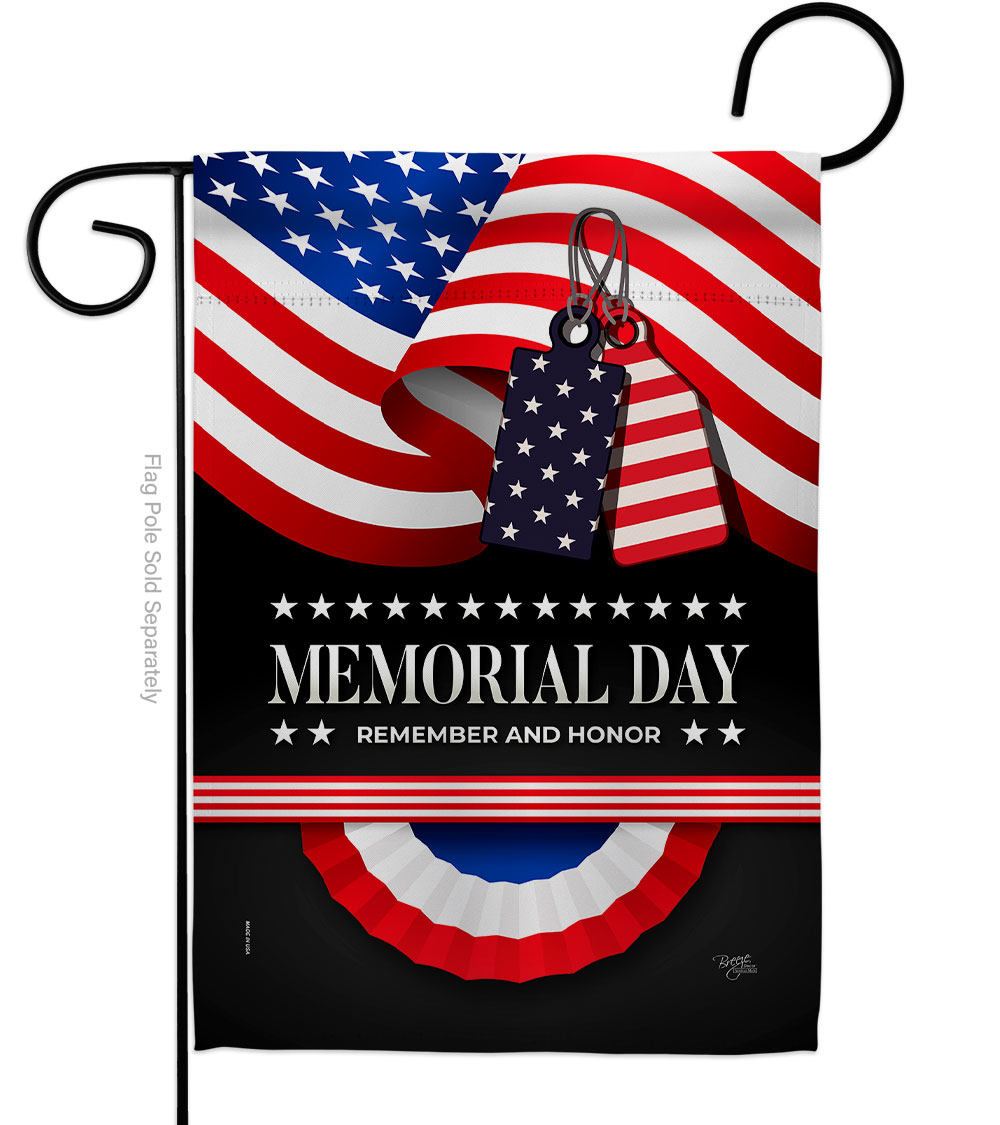 G161096-BO 13 x 18.5 in. Remember Memorial Day American Vertical Garden Flag with Double-Sided House Decoration Banner Yard Gift