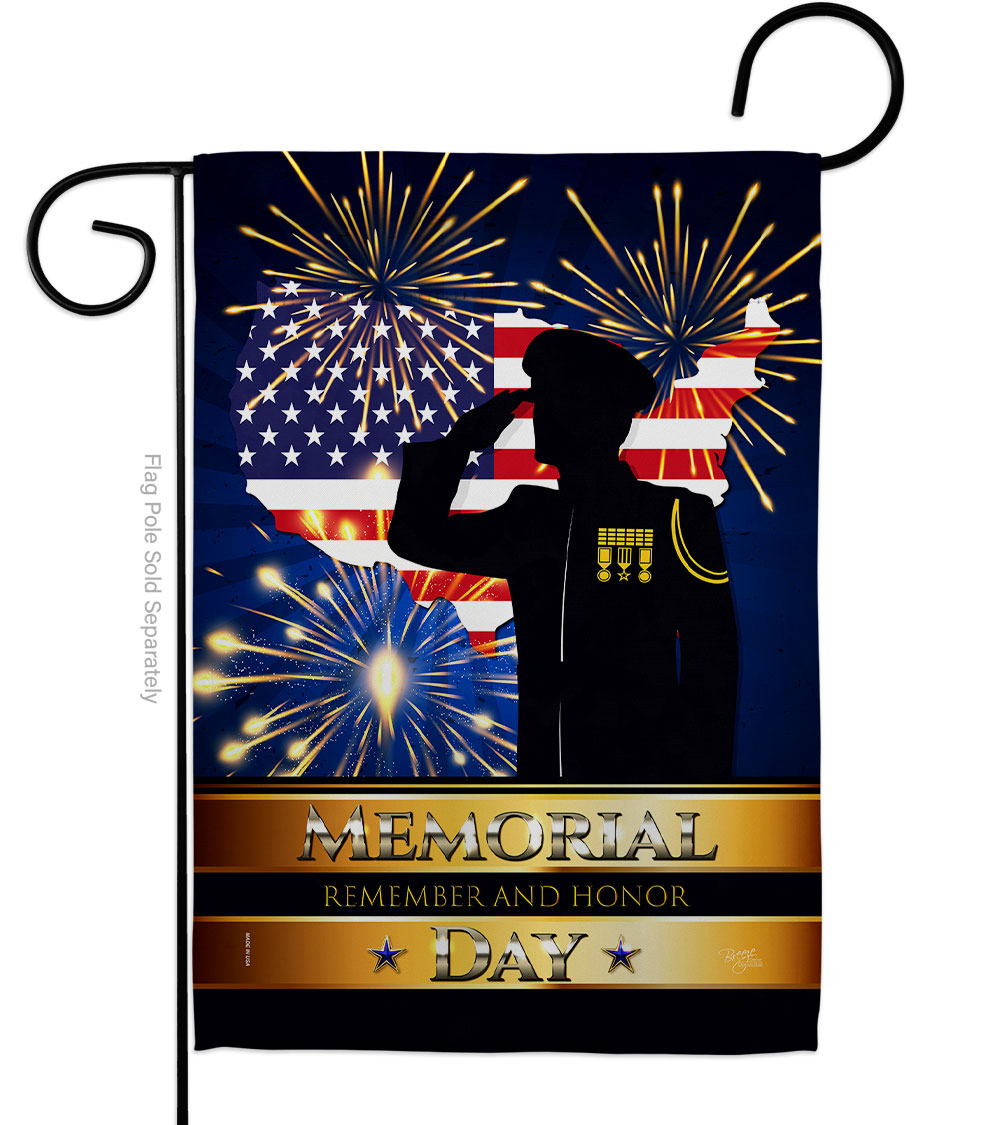 G161097-BO 13 x 18.5 in. Honor Patriotic American Memorial Day Vertical Garden Flag with Double-Sided House Decoration Banner Yard Gift