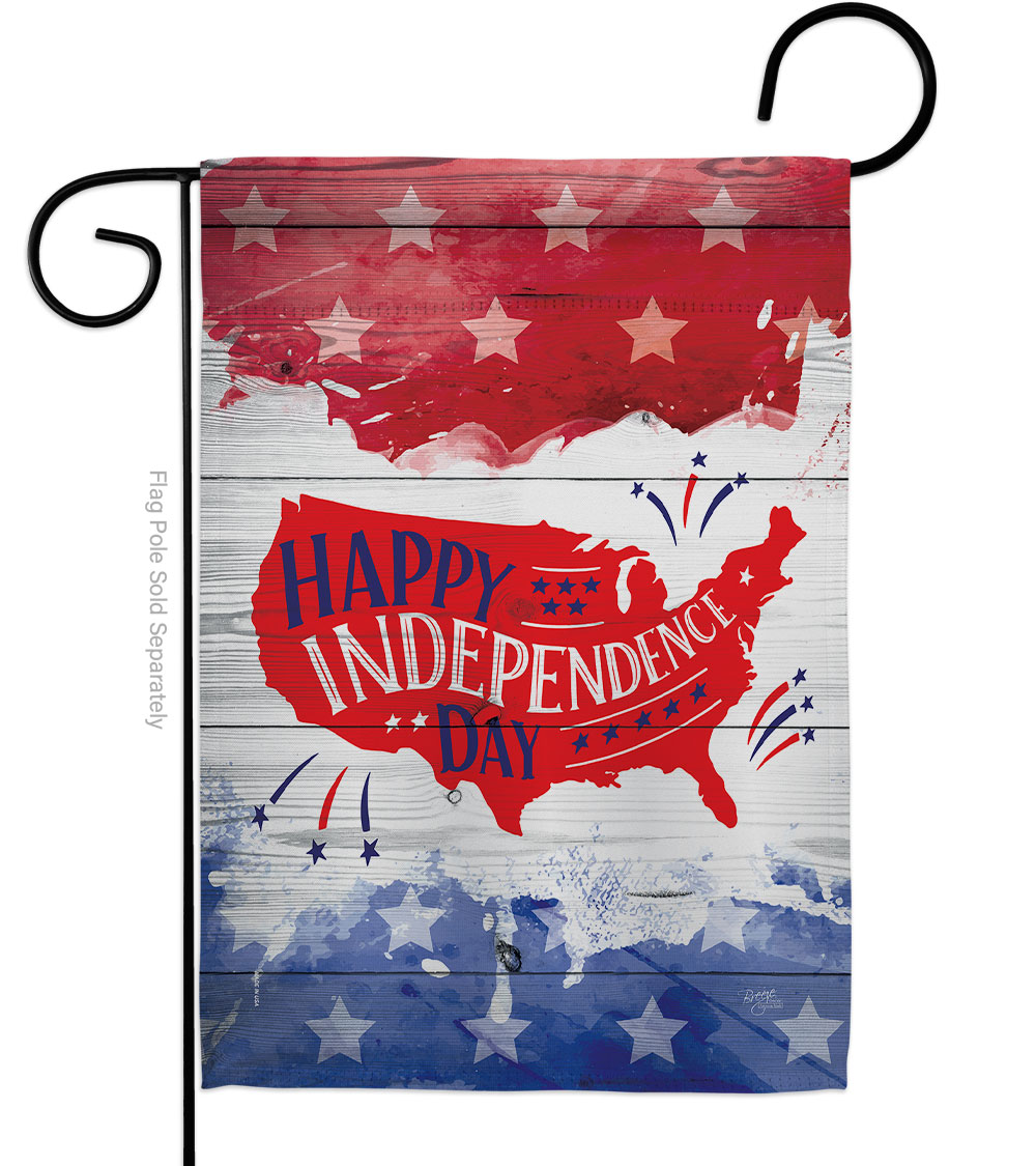 G161099-BO 13 x 18.5 in. Happy United State American Fourth of July Vertical Garden Flag with Double-Sided House Decoration Banner Yard Gift