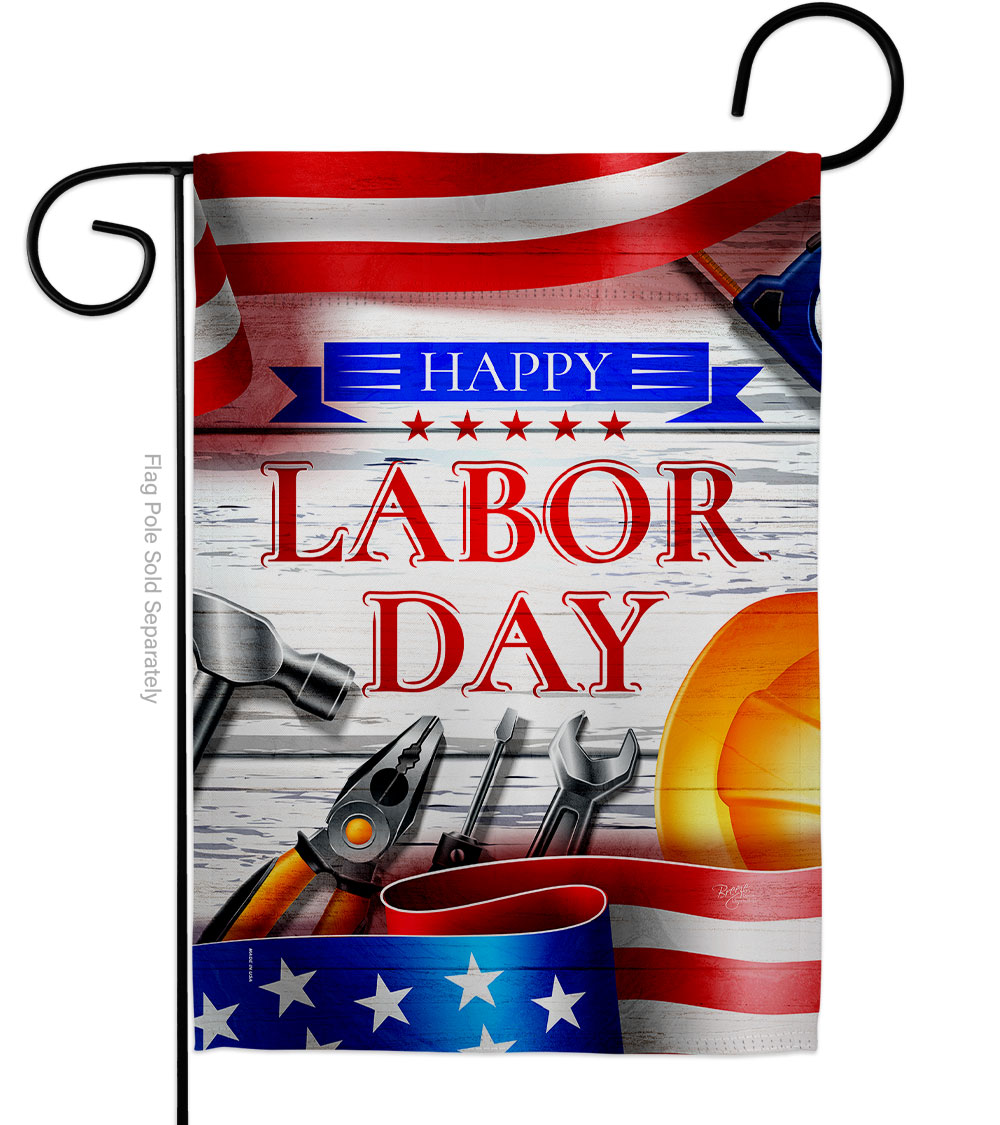 G161103-BO 13 x 18.5 in. Happy Labor Day American Star & Stripes Vertical Garden Flag with Double-Sided House Decoration Banner Yard Gift