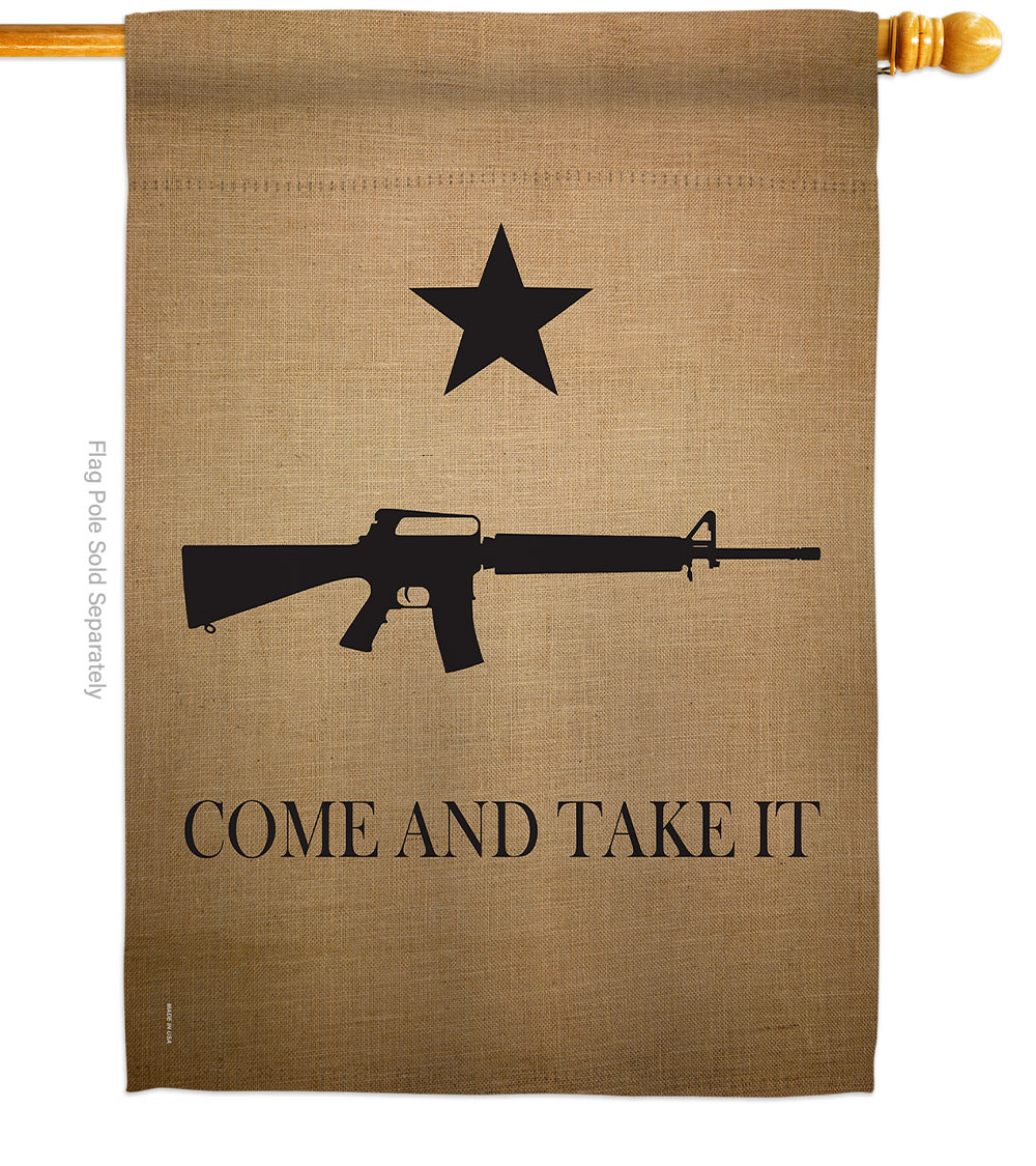 H108400-BO 28 x 40 in. Come & Take it American USA Historic Vertical House Flag with Double-Sided Decorative Banner Garden Yard Gift