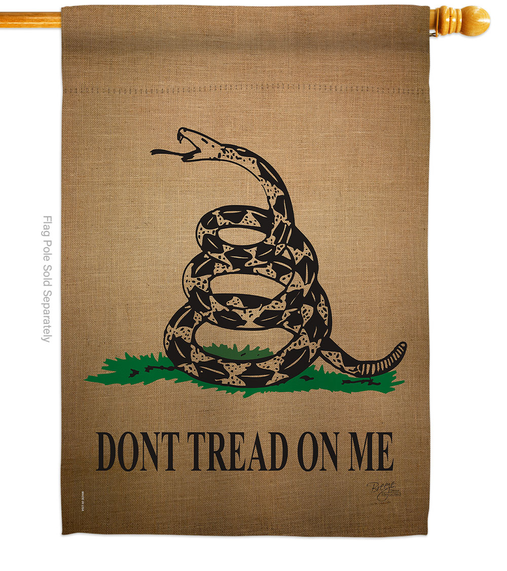 H108401-BO 28 x 40 in. Gadsden American USA Historic Vertical House Flag with Double-Sided Decorative Banner Garden Yard Gift