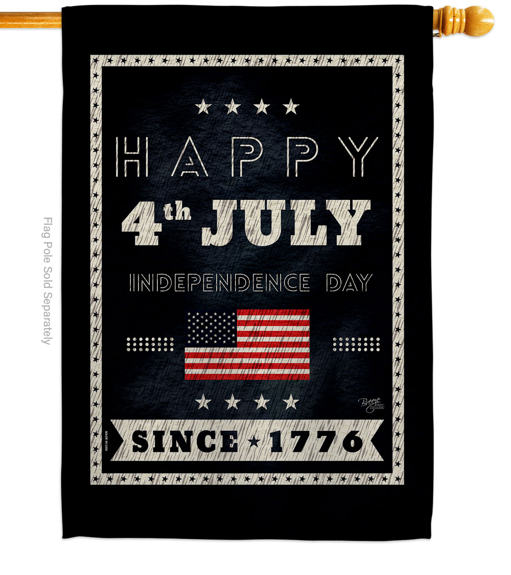 H111095-BO 28 x 40 in. Happy 4th July American Vertical House Flag with Double-Sided Decorative Banner Garden Yard Gift