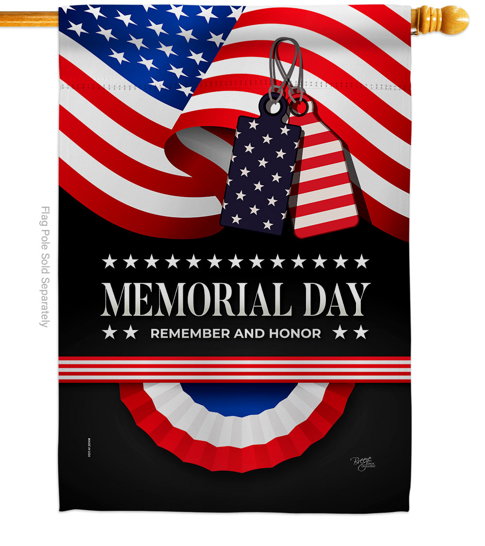 28 x 40 in. Remember Memorial Day American Vertical House Flag with Double-Sided Decorative Banner Garden Yard Gift