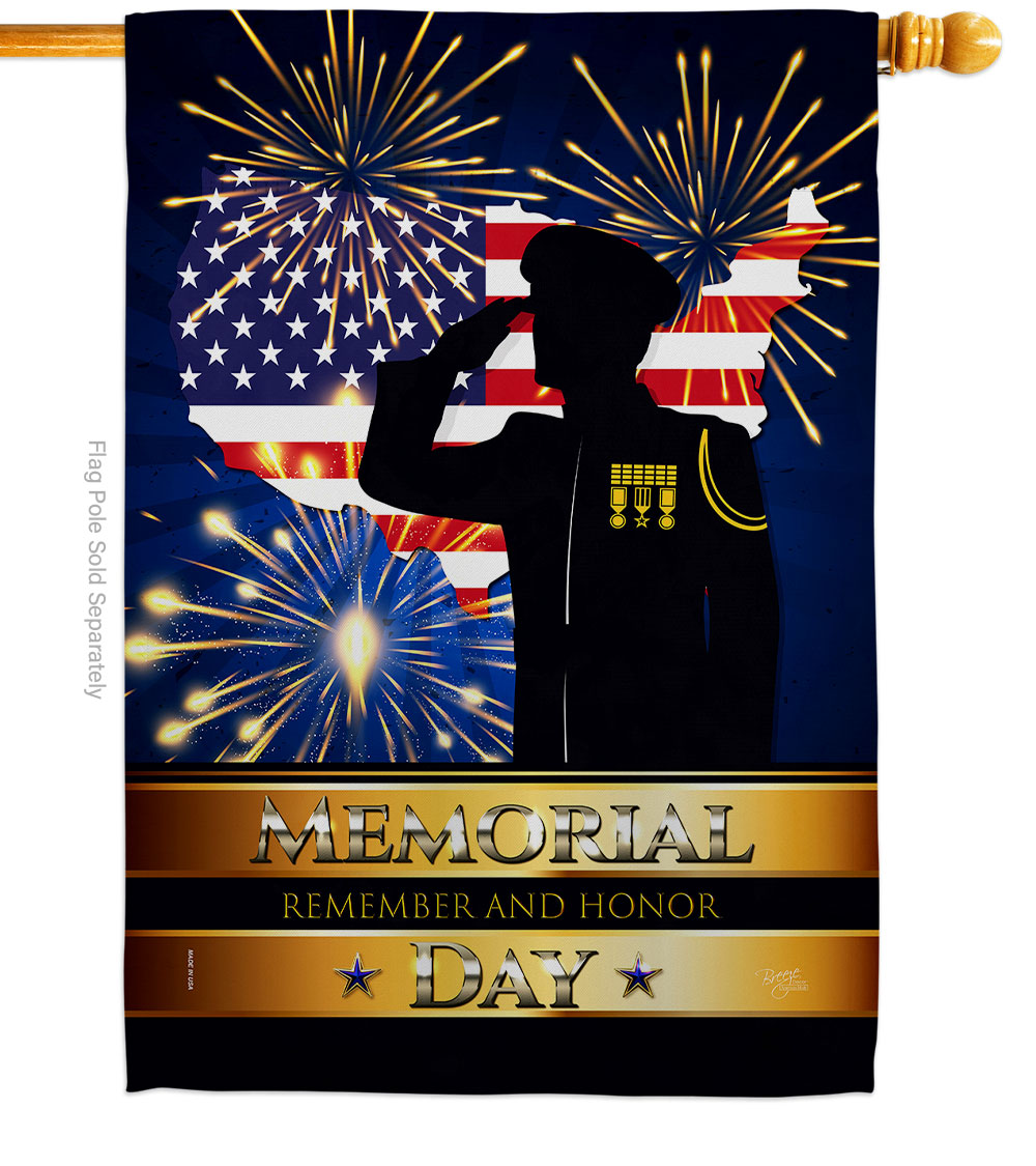 H111097-BO 28 x 40 in. Honor Patriotic American Memorial Day Vertical House Flag with Double-Sided Decorative Banner Garden Yard Gift