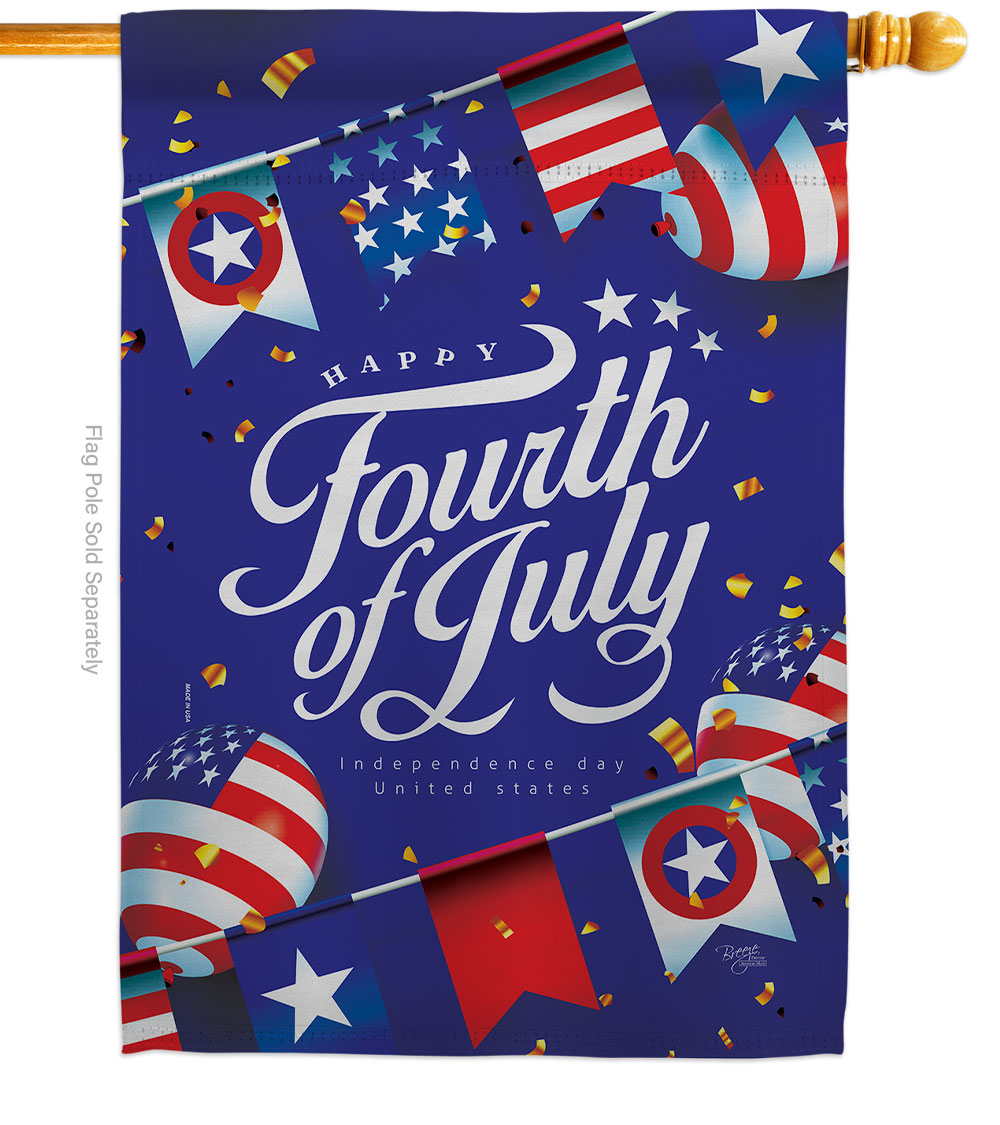 28 x 40 in. Celebrate Independence Day American Fourth of July Vertical House Flag with Double-Sided Decorative Banner Garden Yard Gift