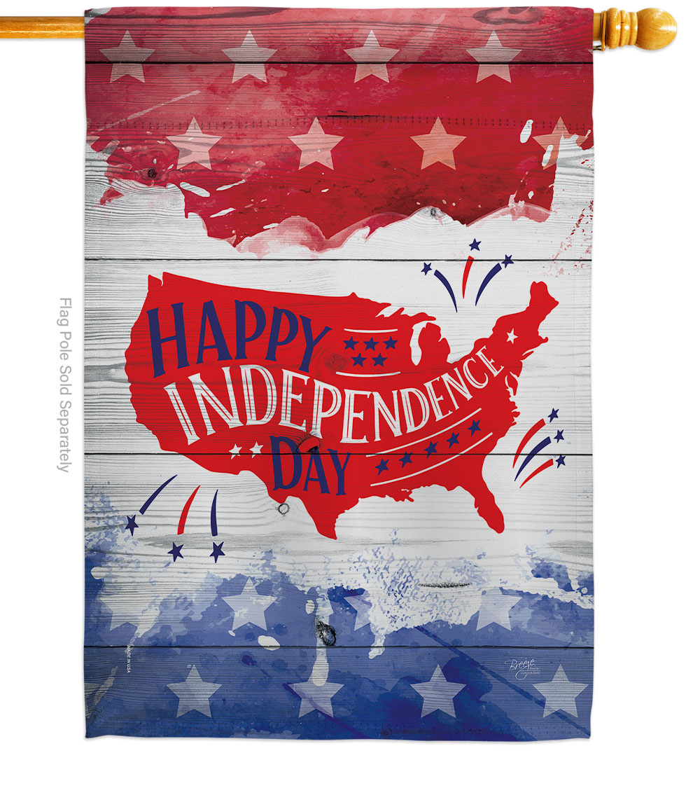 H111099-BO 28 x 40 in. Happy United State American Fourth of July Vertical House Flag with Double-Sided Decorative Banner Garden Yard Gift