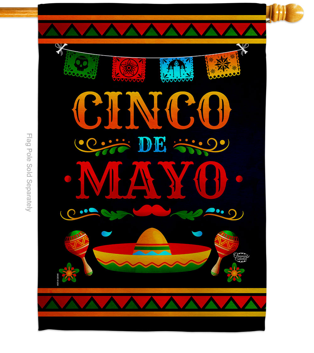 28 x 40 in. Party de Mayo Summertime Cinco Vertical House Flag with Double-Sided Decorative Banner Garden Yard Gift