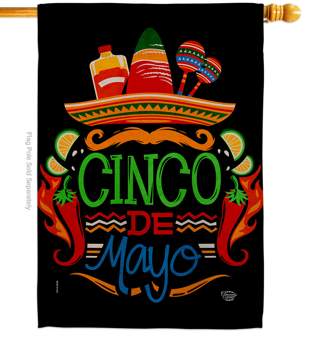28 x 40 in. Viva de Mayo Summertime Cinco Vertical House Flag with Double-Sided Decorative Banner Garden Yard Gift