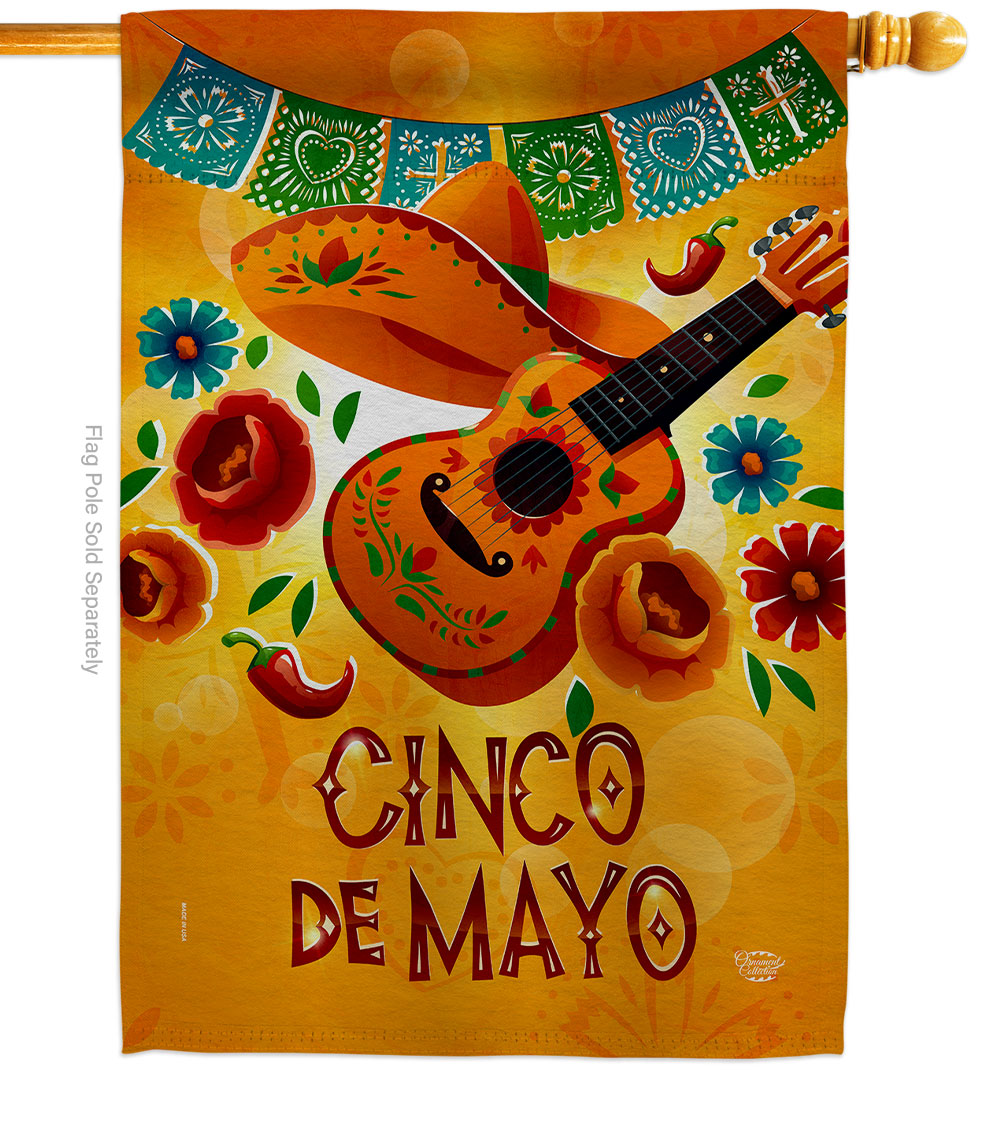 28 x 40 in. Dance de Mayo Summertime Cinco Vertical House Flag with Double-Sided Decorative Banner Garden Yard Gift