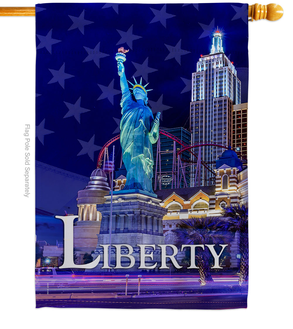 H191054-BO 28 x 40 in. Freedom of Liberty American Star & Stripes Vertical House Flag with Double-Sided Decorative Banner Garden Yard Gift