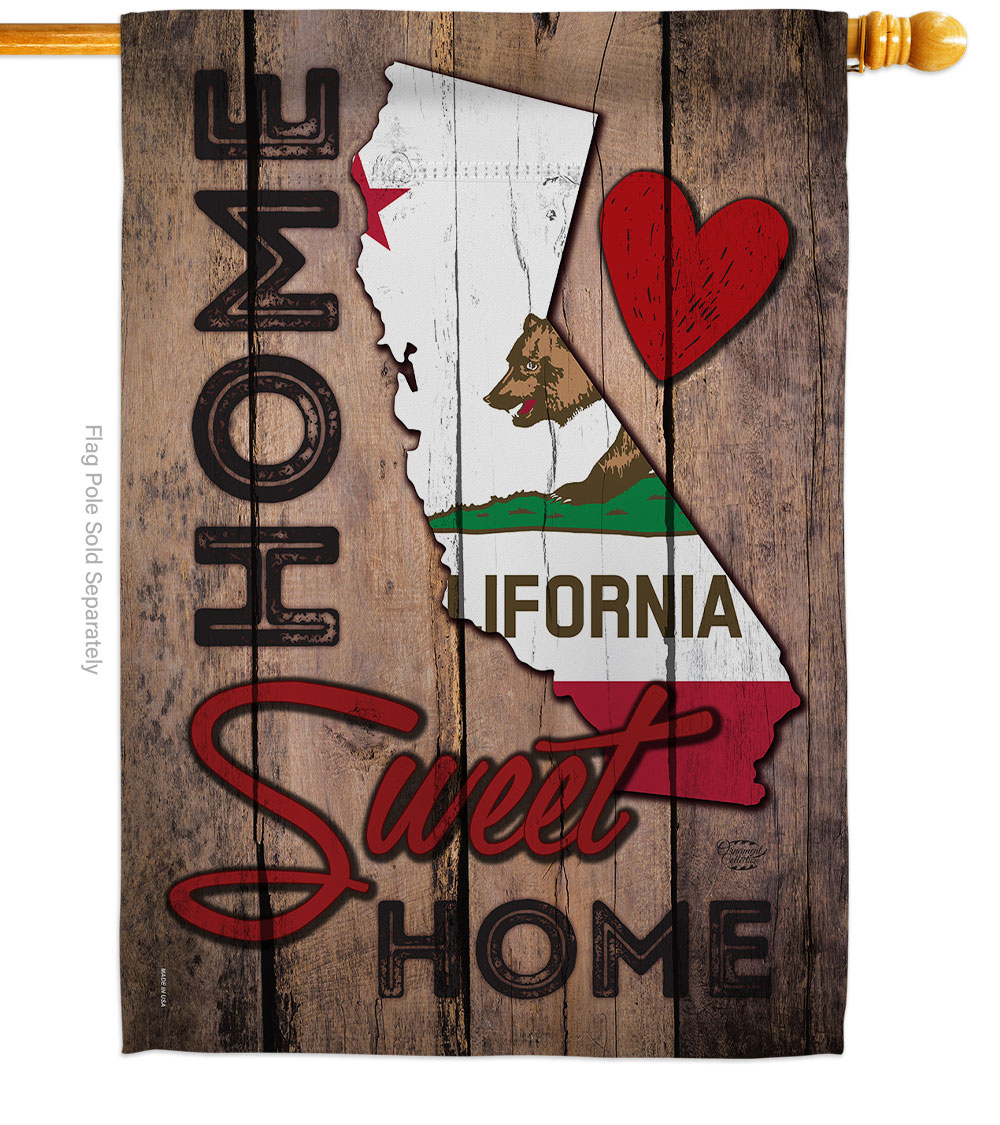 H191111-BO 28 x 40 in. State California Home Sweet American State Vertical House Flag with Double-Sided Decorative Banner Garden Yard Gift