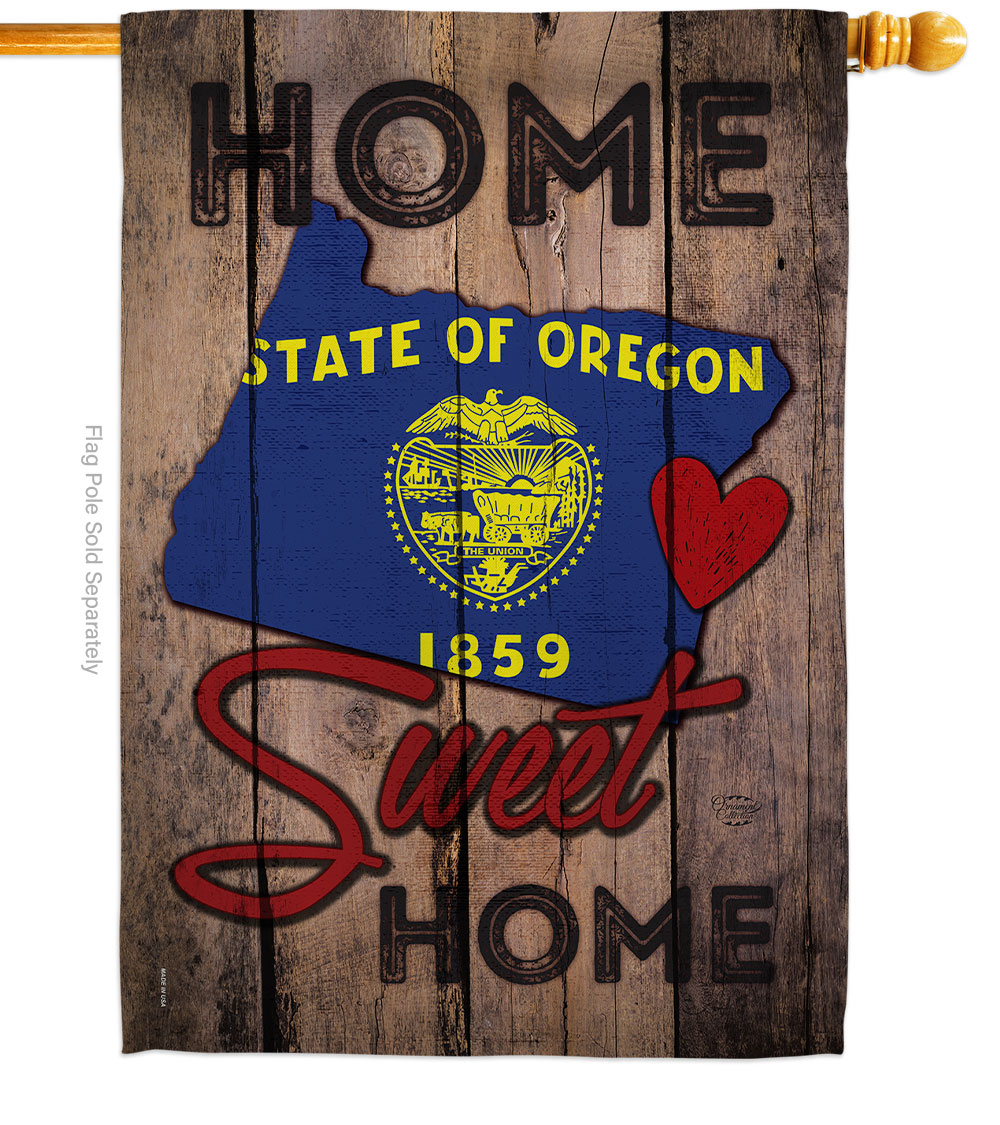 H191112-BO 28 x 40 in. State Oregon Home Sweet American State Vertical House Flag with Double-Sided Decorative Banner Garden Yard Gift