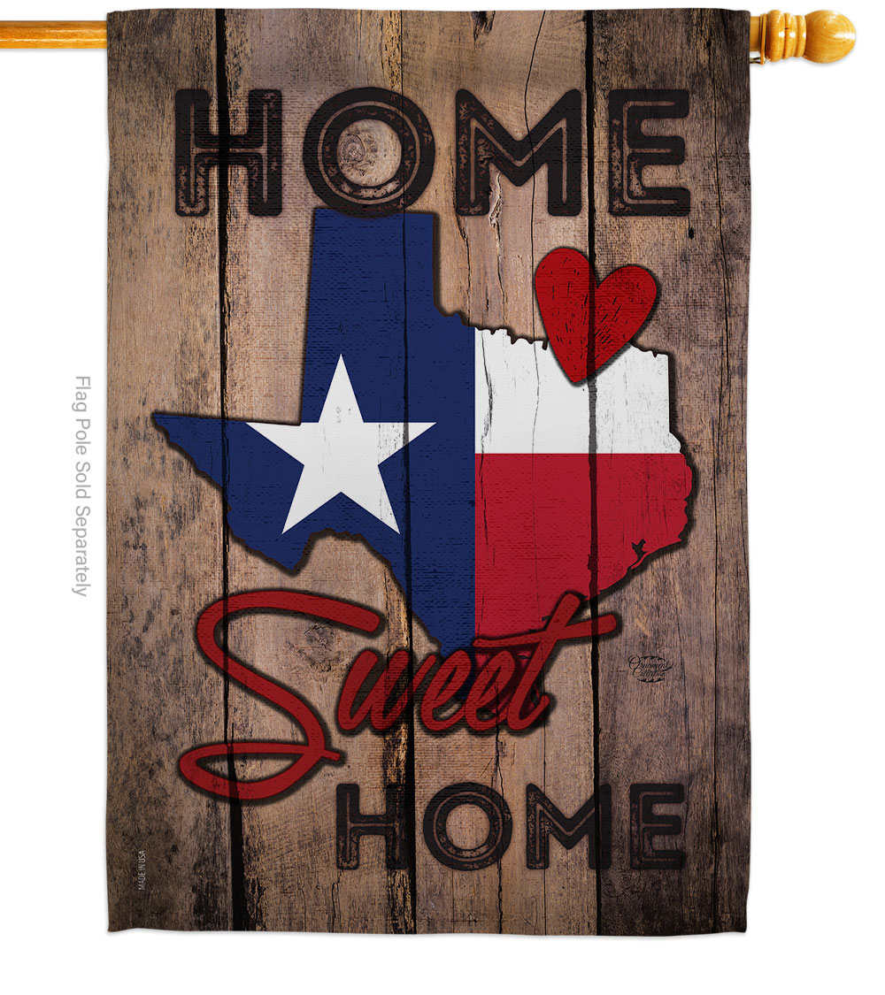 H191119-BO 28 x 40 in. State Texas Home Sweet American State Vertical House Flag with Double-Sided Decorative Banner Garden Yard Gift