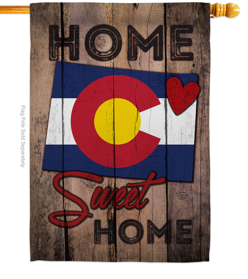 H191120-BO 28 x 40 in. State Colorado Home Sweet American State Vertical House Flag with Double-Sided Decorative Banner Garden Yard Gift