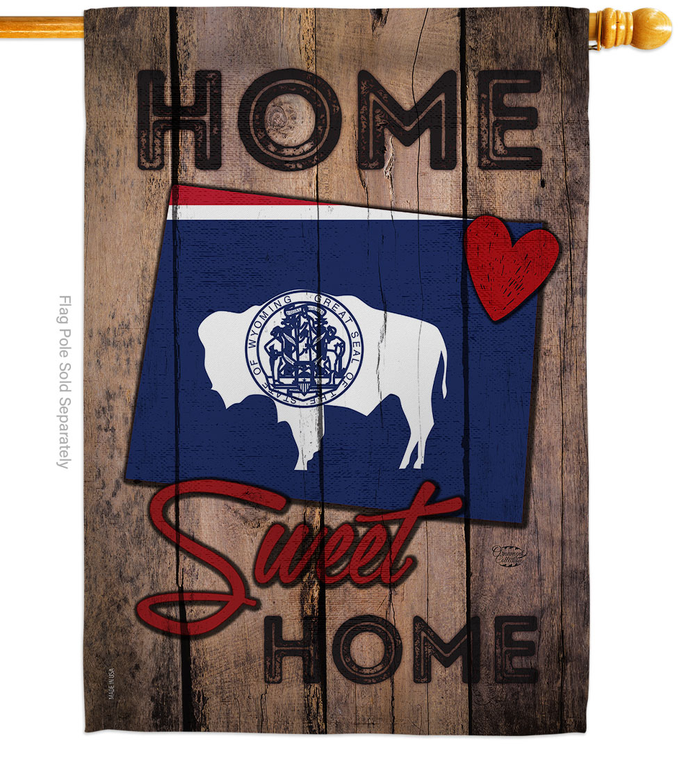 H191121-BO 28 x 40 in. State Wyoming Home Sweet American State Vertical House Flag with Double-Sided Decorative Banner Garden Yard Gift