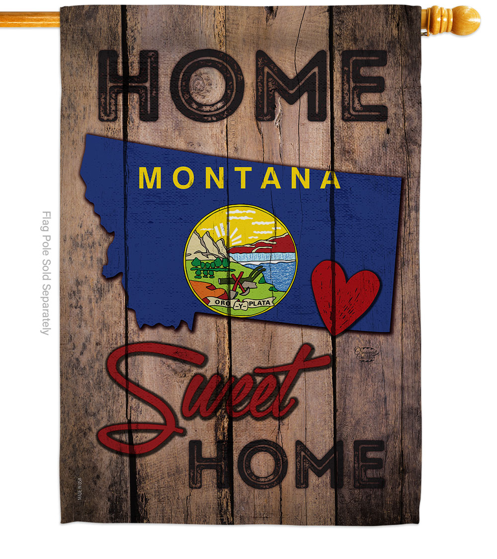 H191122-BO 28 x 40 in. State Montana Home Sweet American State Vertical House Flag with Double-Sided Decorative Banner Garden Yard Gift