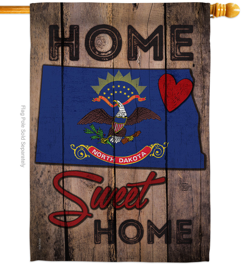 H191123-BO 28 x 40 in. State North Dakota Home Sweet American State Vertical House Flag with Double-Sided Decorative Banner Garden Yard Gift