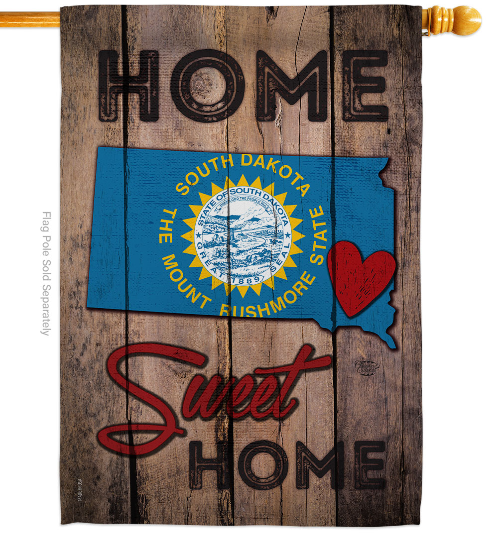 H191124-BO 28 x 40 in. State South Dakota Home Sweet American State Vertical House Flag with Double-Sided Decorative Banner Garden Yard Gift