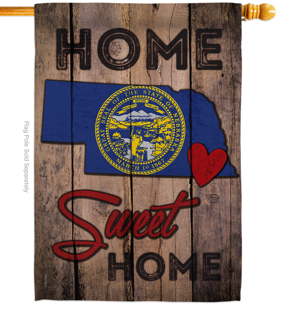 H191125-BO 28 x 40 in. State Nebraska Home Sweet American State Vertical House Flag with Double-Sided Decorative Banner Garden Yard Gift