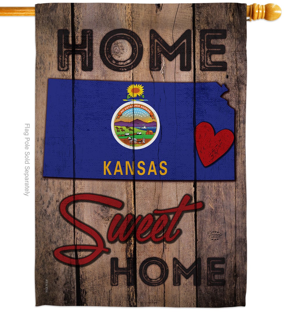 H191126-BO 28 x 40 in. State Kansas Home Sweet American State Vertical House Flag with Double-Sided Decorative Banner Garden Yard Gift
