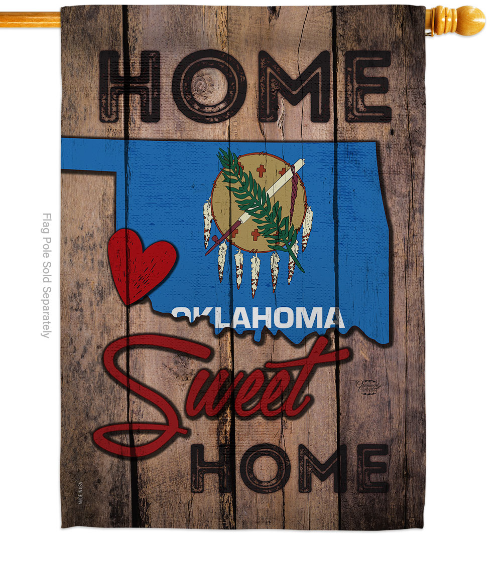 H191127-BO 28 x 40 in. State Oklahoma Home Sweet American State Vertical House Flag with Double-Sided Decorative Banner Garden Yard Gift