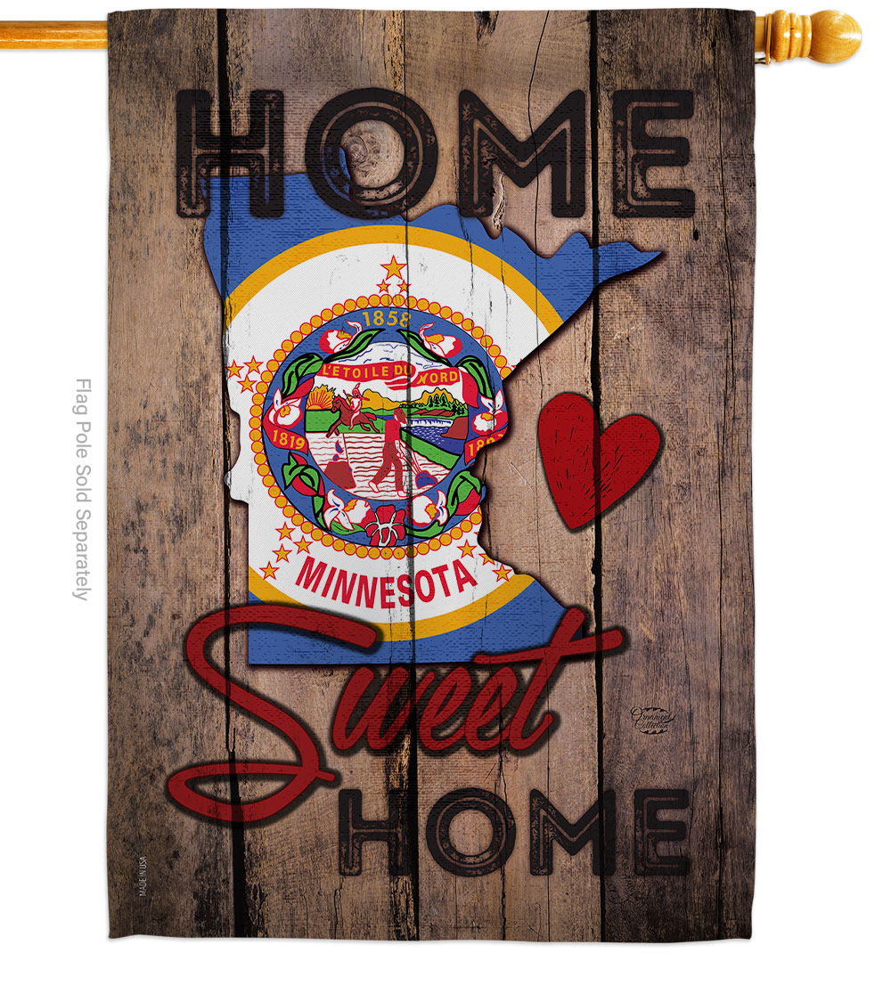 H191128-BO 28 x 40 in. State Minnesota Home Sweet American State Vertical House Flag with Double-Sided Decorative Banner Garden Yard Gift