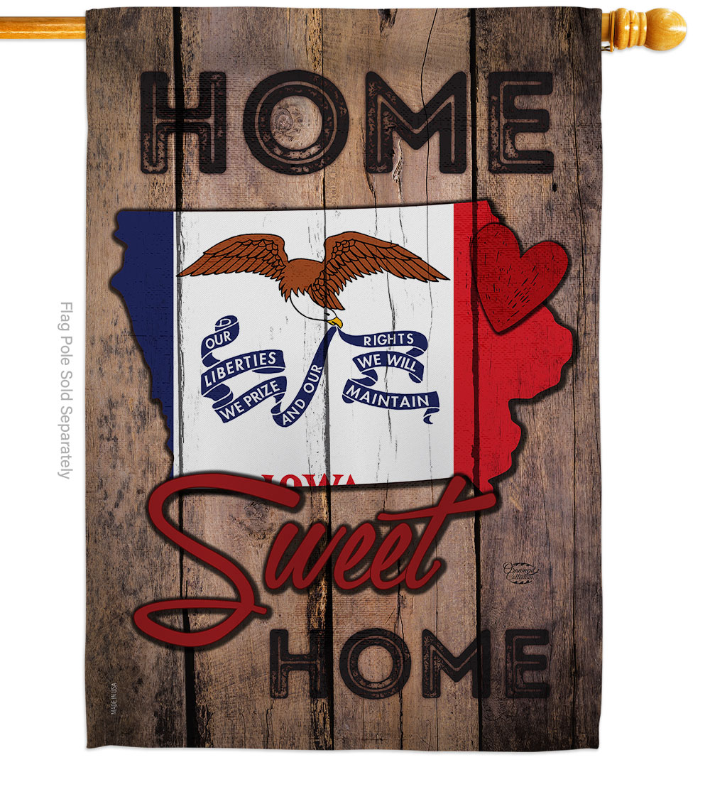 H191129-BO 28 x 40 in. State Iowa Home Sweet American State Vertical House Flag with Double-Sided Decorative Banner Garden Yard Gift -  Ornament Collection