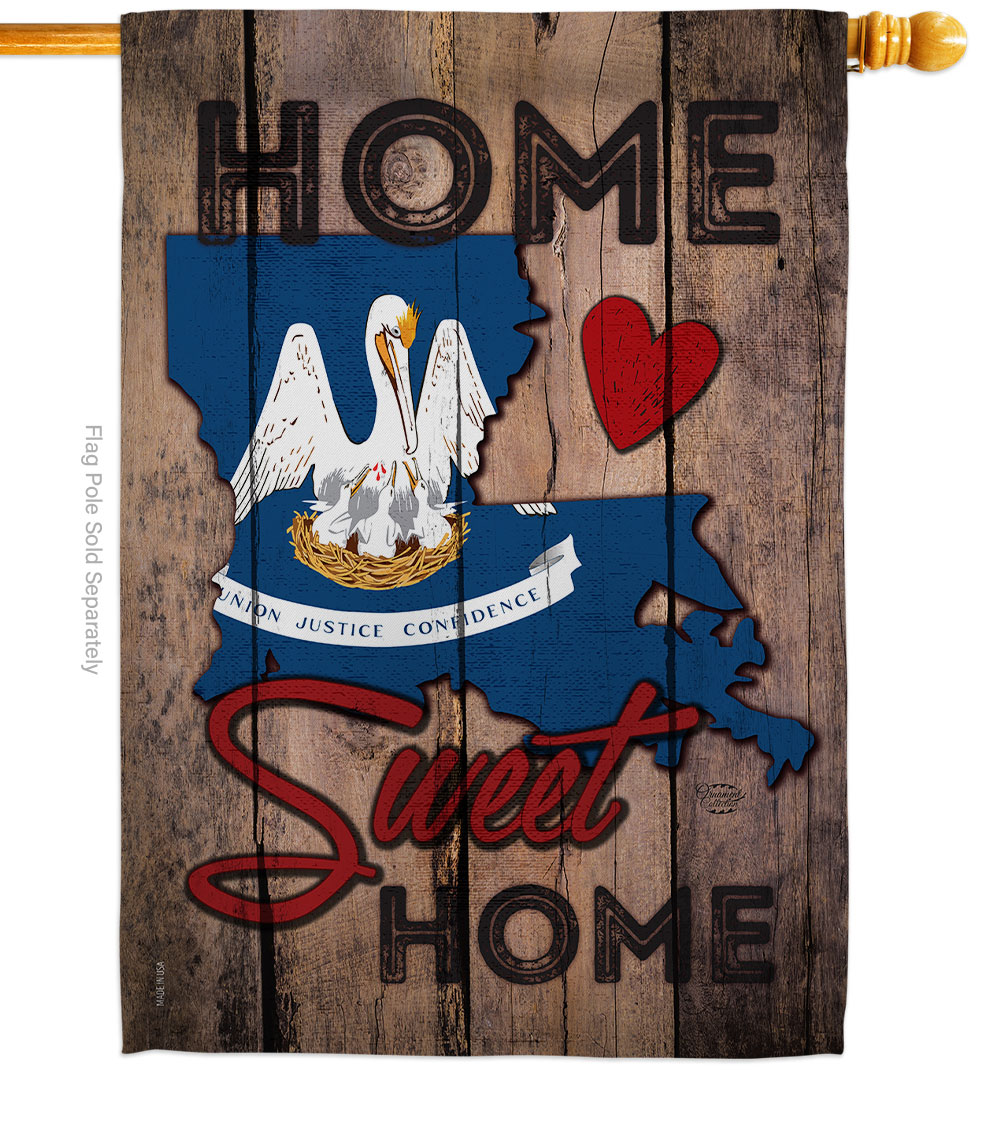 H191130-BO 28 x 40 in. State Louisiana Home Sweet American State Vertical House Flag with Double-Sided Decorative Banner Garden Yard Gift