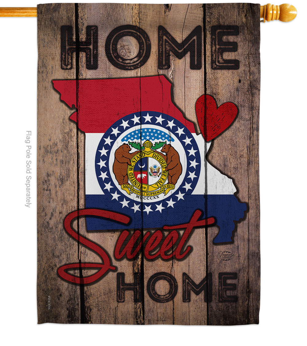 H191131-BO 28 x 40 in. State Missouri Home Sweet American State Vertical House Flag with Double-Sided Decorative Banner Garden Yard Gift