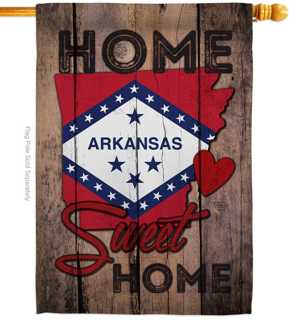 28 x 40 in. State Arkansas Home Sweet American State Vertical House Flag with Double-Sided Decorative Banner Garden Yard Gift