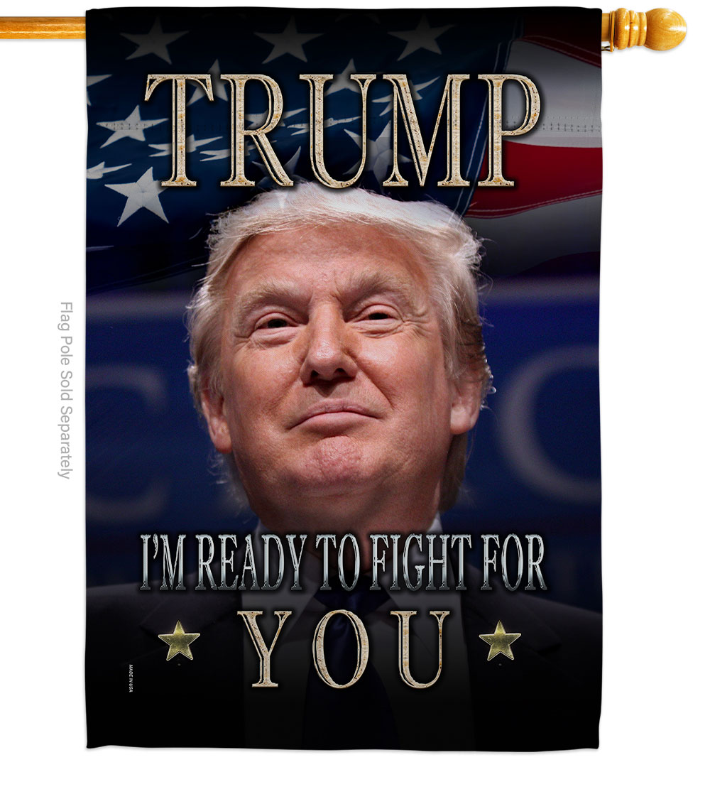 H170134-BO 28 x 40 in. Trump Ready for Fight American Political Vertical House Flag with Double-Sided Decorative Banner Garden Yard Gift