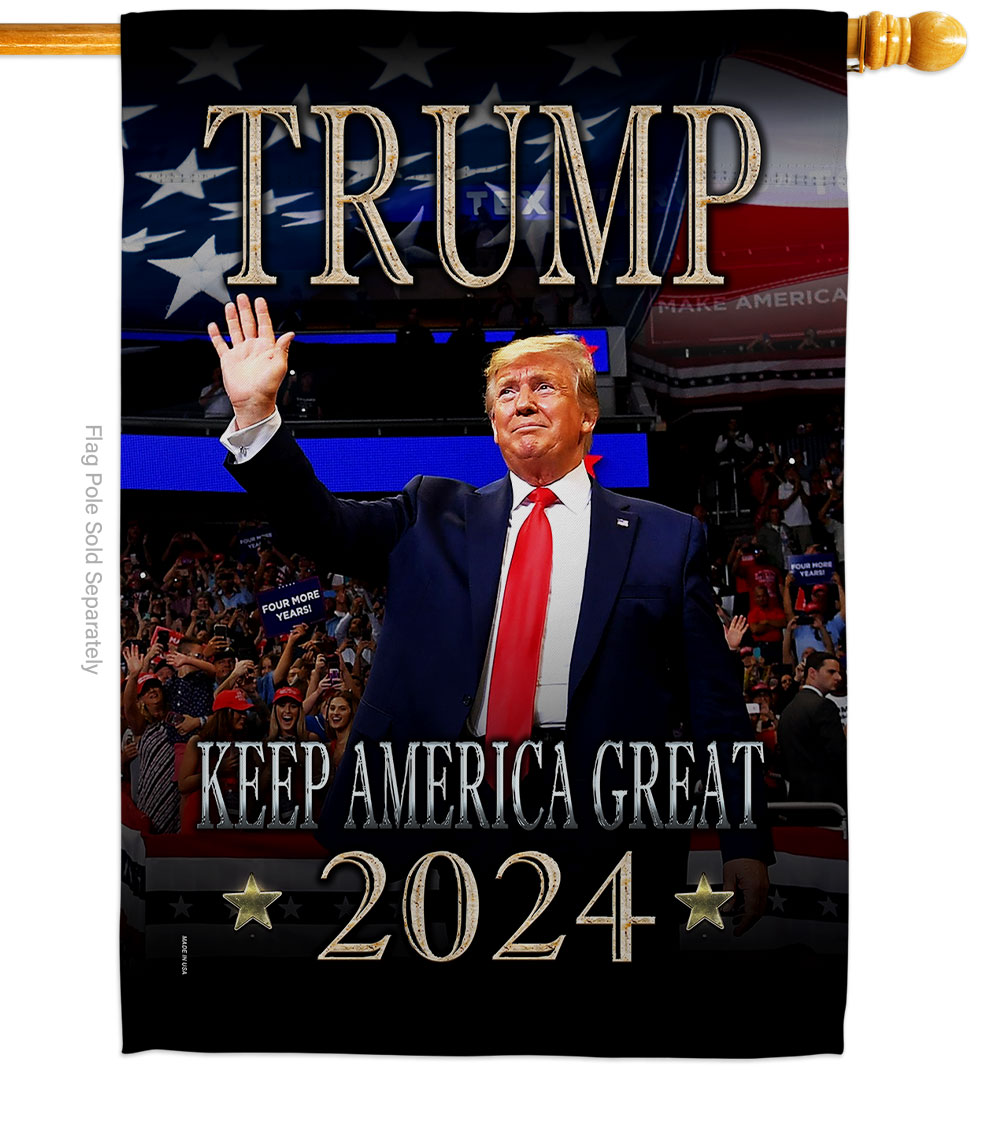 H170135-BO 28 x 40 in. Trump Keep America Great American Political Vertical House Flag with Double-Sided Decorative Banner Garden Yard Gift