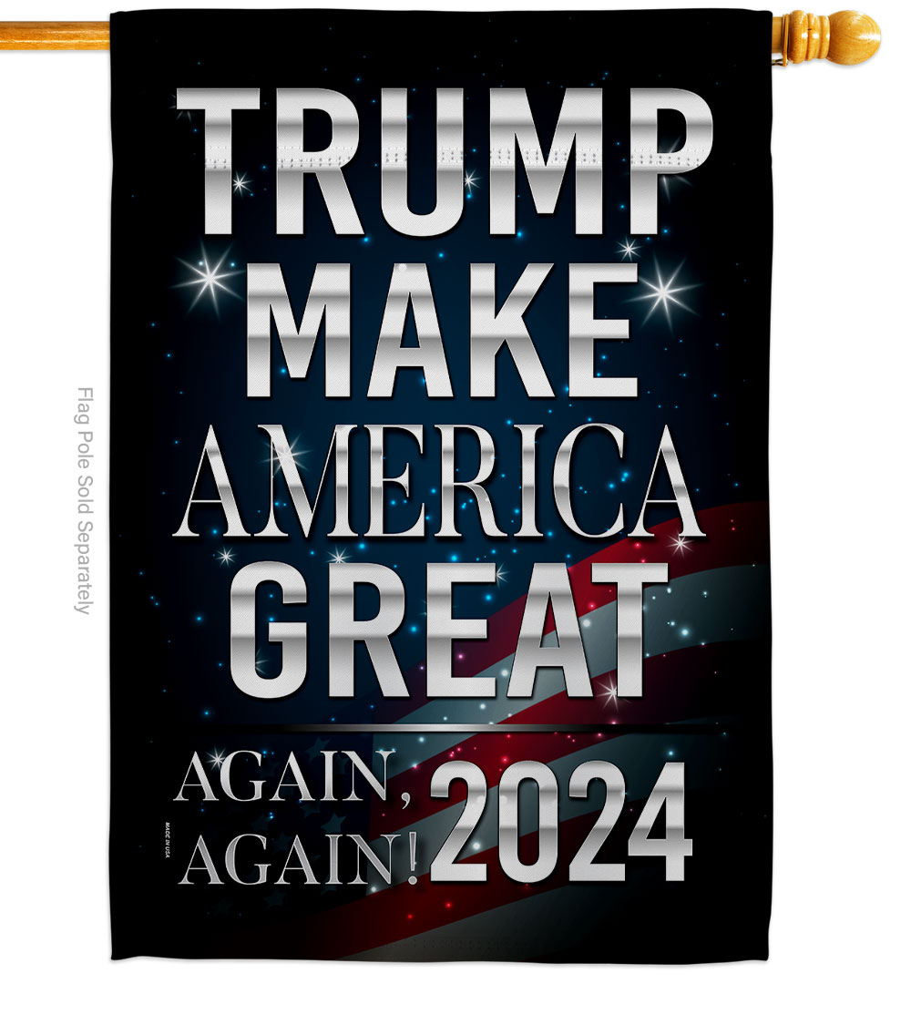H170179-BO 28 x 40 in. Make America Great Again 2024 American Political Vertical House Flag with Double-Sided Decorative Banner Garden Yard Gift