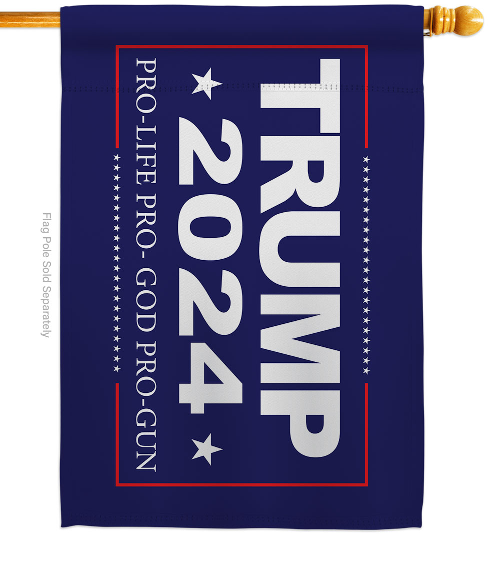 H170208-BO 28 x 40 in. 2024 Trump Pro Life American Political Vertical House Flag with Double-Sided Decorative Banner Garden Yard Gift