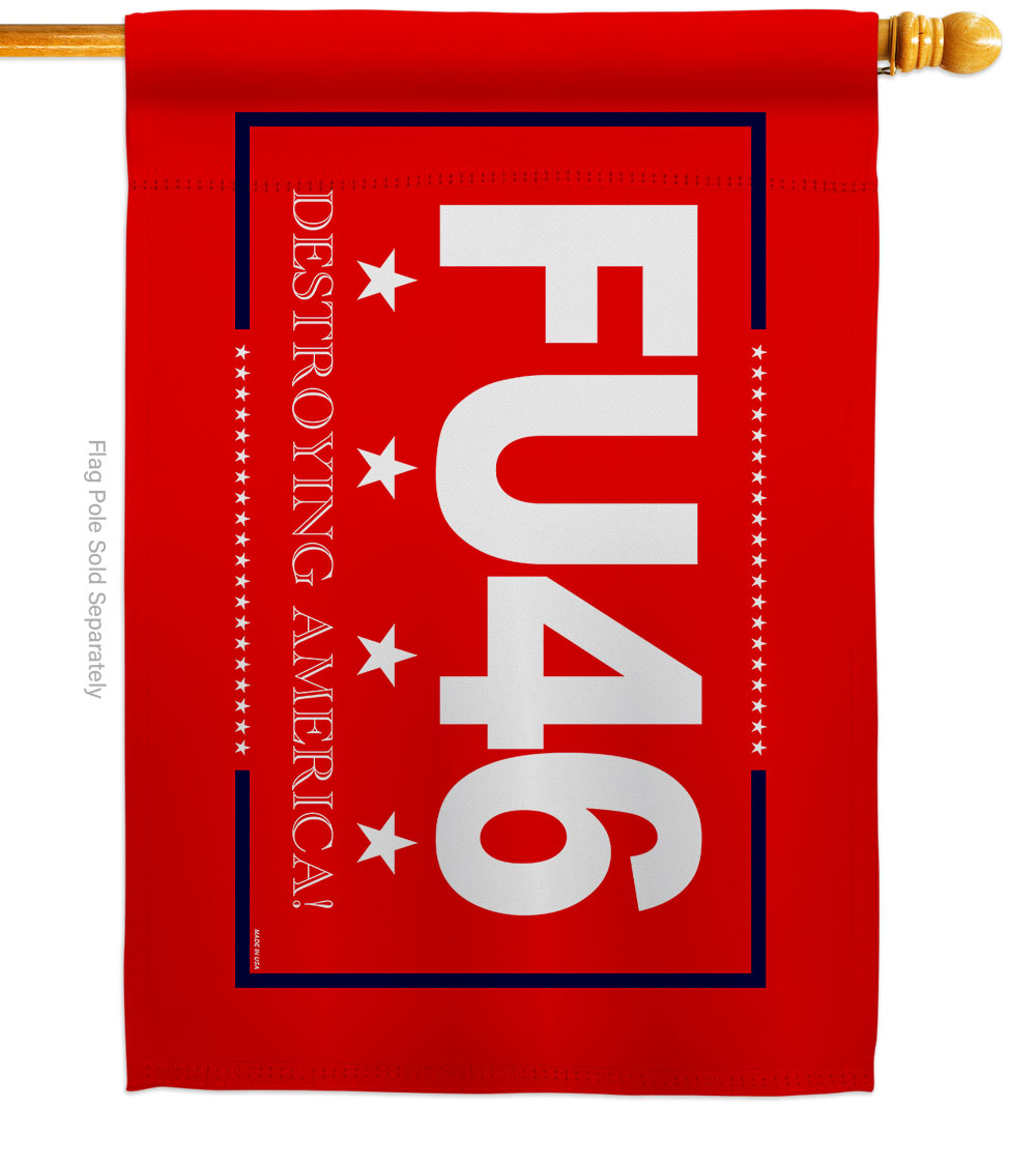 H170230-BO 28 x 40 in. FU 46 American Political Vertical House Flag with Double-Sided Decorative Banner Garden Yard Gift