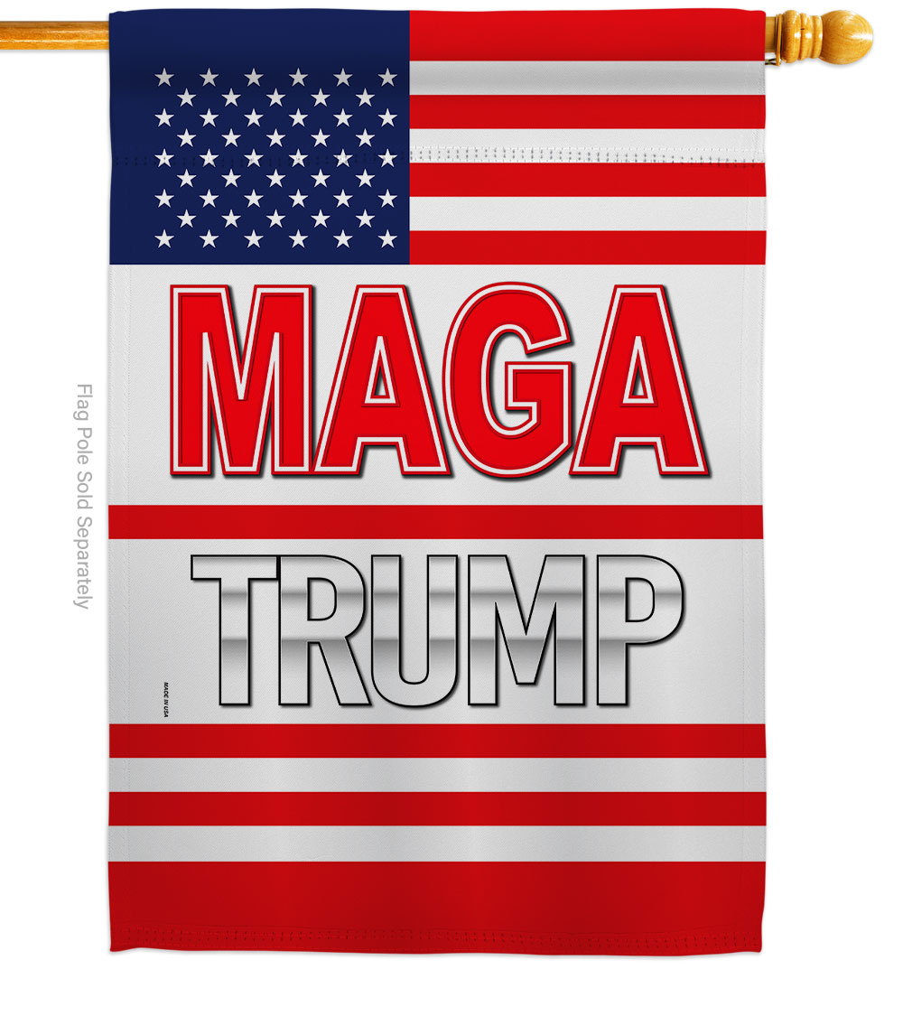 H170231-BO 28 x 40 in. MAGA Trump American Political Vertical House Flag with Double-Sided Decorative Banner Garden Yard Gift