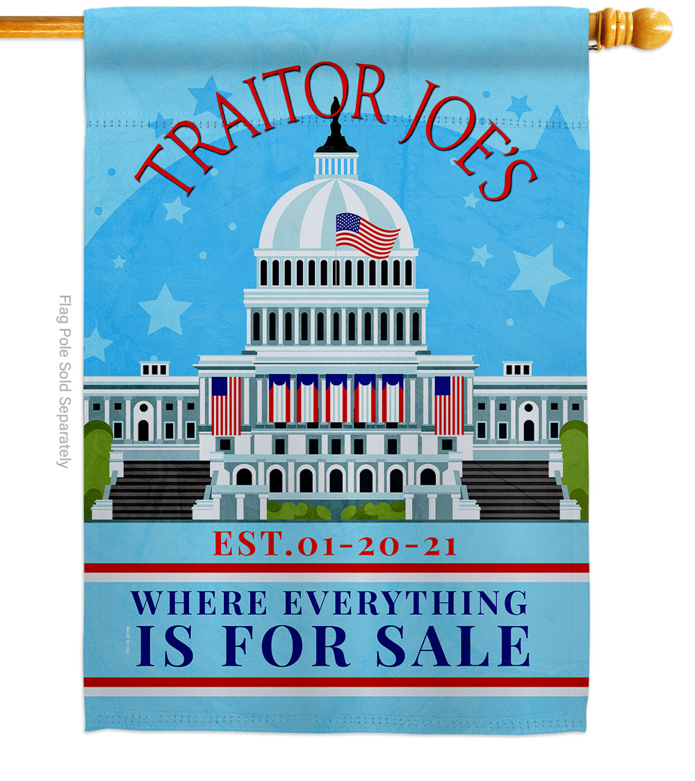 H170250-BO 28 x 40 in. Traitor Joes American Political Vertical House Flag with Double-Sided Decorative Banner Garden Yard Gift