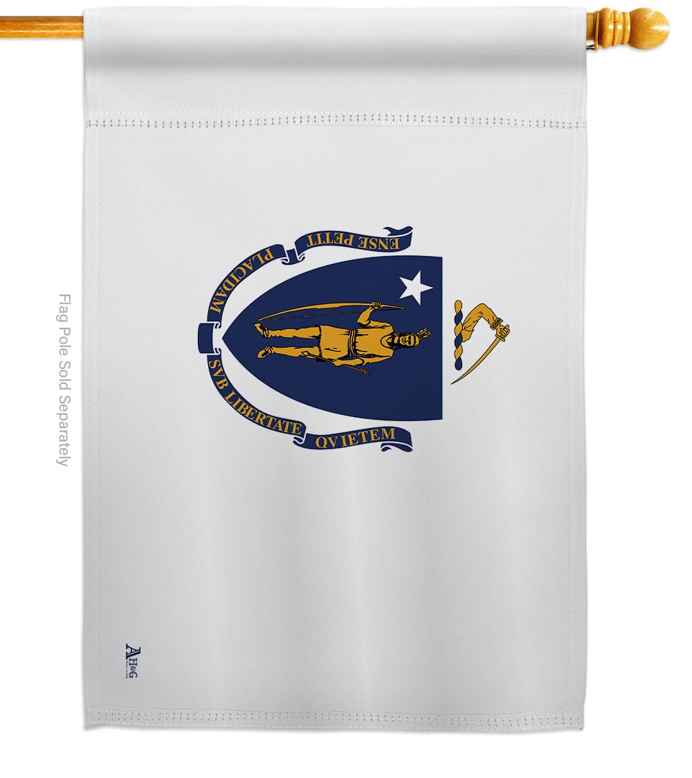 28 x 40 in. Massachusetts American State House Flag with Double-Sided Horizontal Decoration Banner Garden Yard Gift