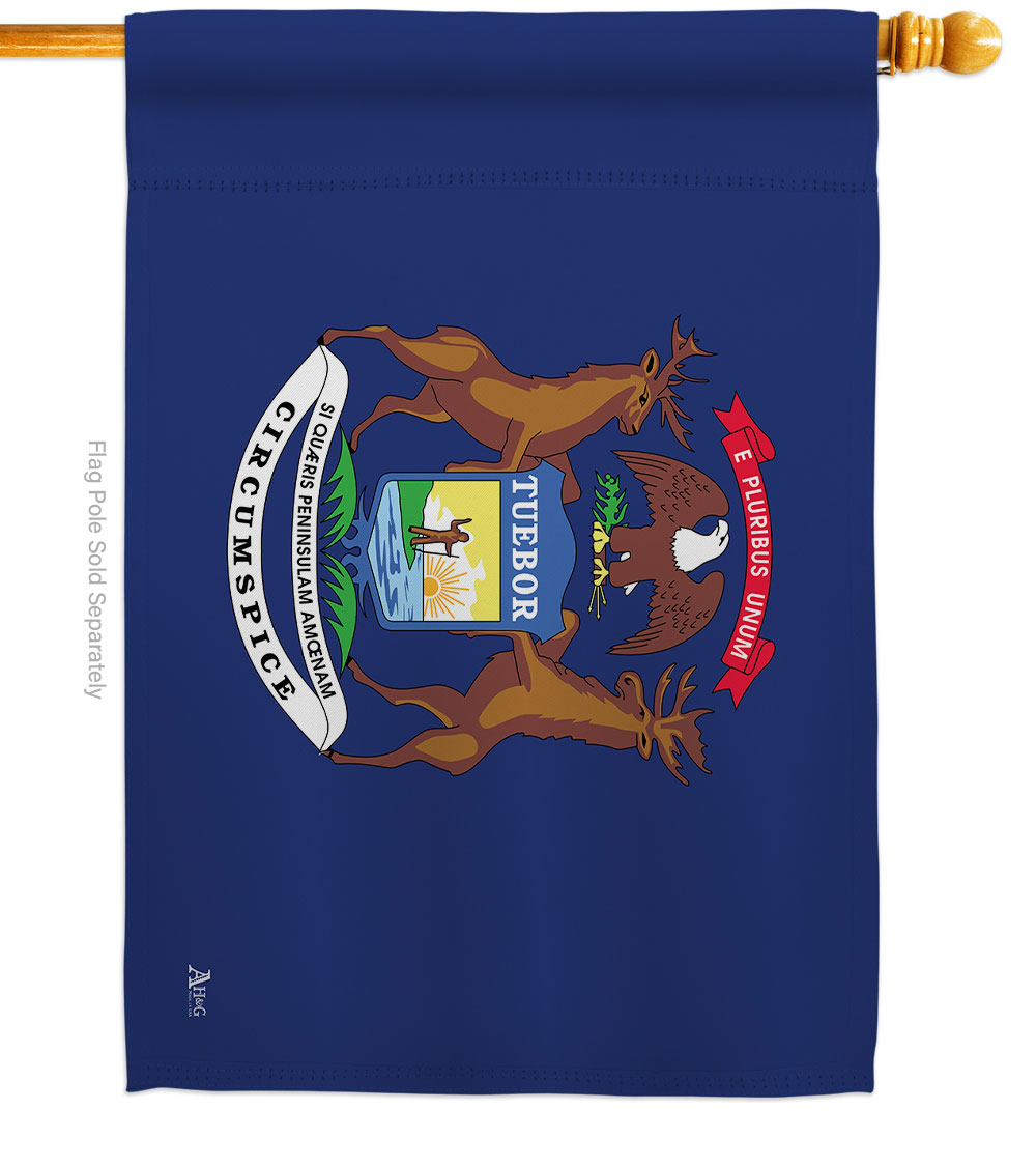 28 x 40 in. Michigan American State House Flag with Double-Sided Horizontal Decoration Banner Garden Yard Gift