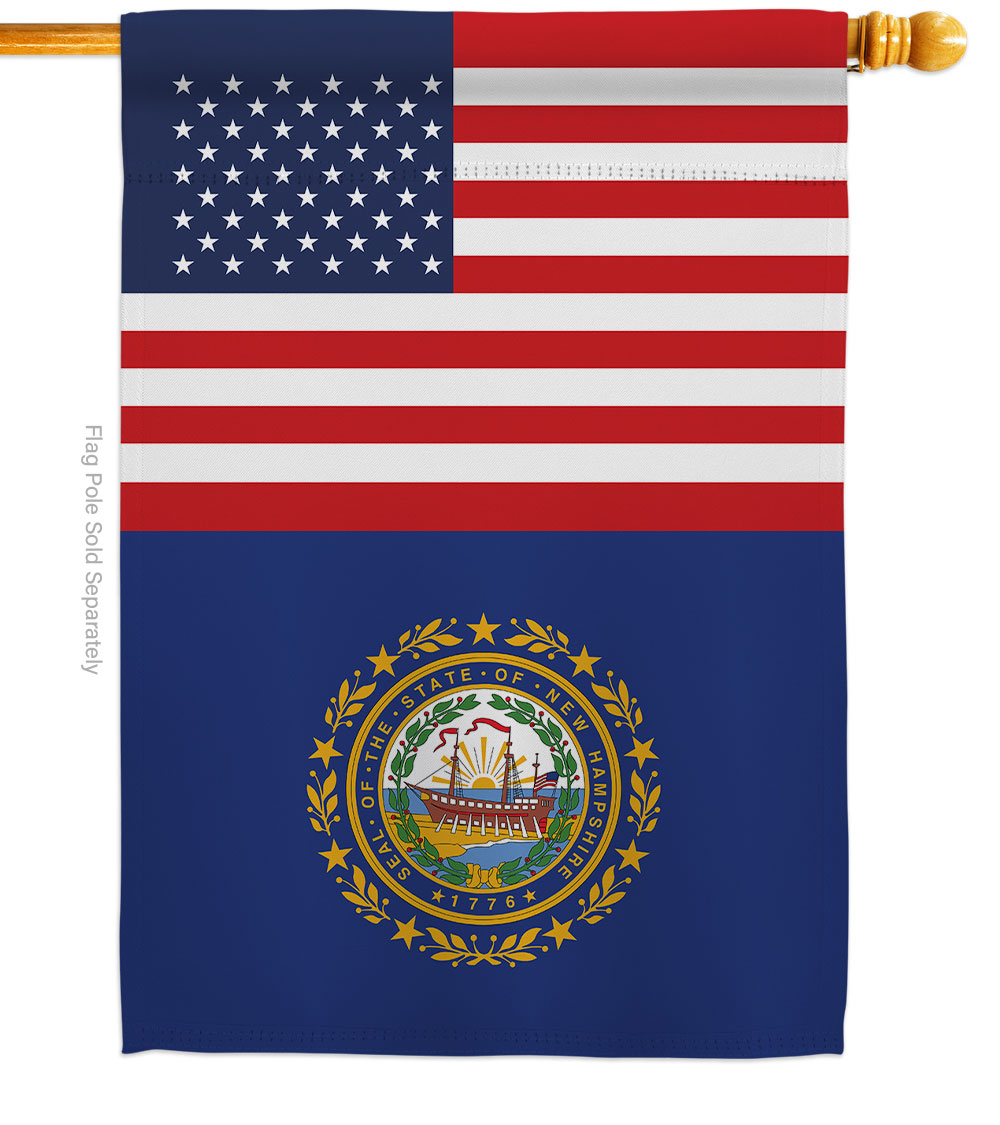 H140784-BO 28 x 40 in. USA New Hampshire American State Vertical House Flag with Double-Sided Decorative Banner Garden Yard Gift