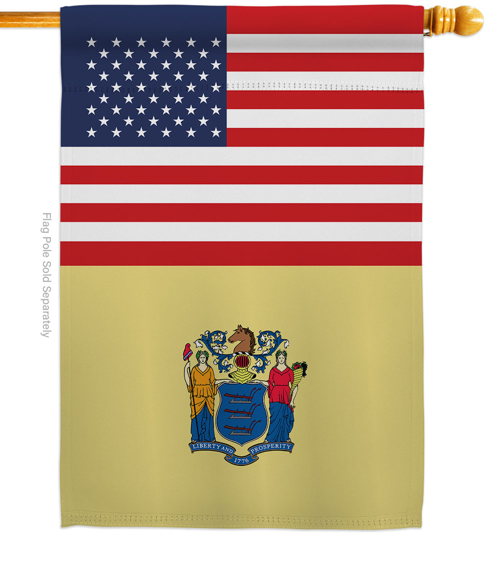 H140785-BO 28 x 40 in. USA New Jersey American State Vertical House Flag with Double-Sided Decorative Banner Garden Yard Gift