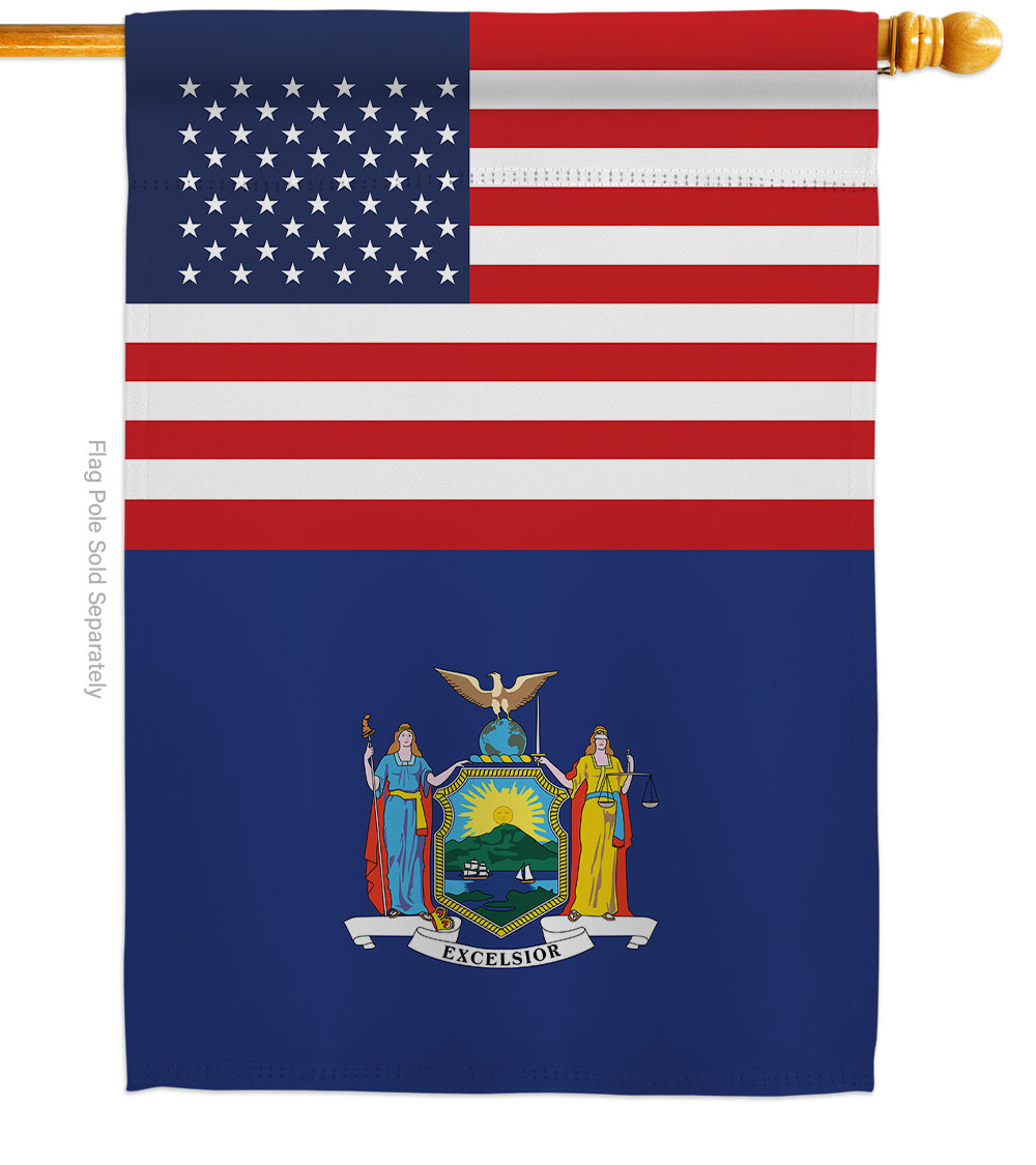 H140787-BO 28 x 40 in. USA New York American State Vertical House Flag with Double-Sided Decorative Banner Garden Yard Gift