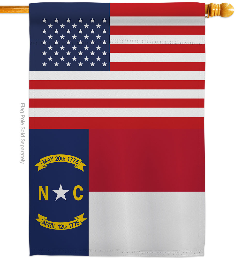 28 x 40 in. USA North Carolina American State Vertical House Flag with Double-Sided Decorative Banner Garden Yard Gift