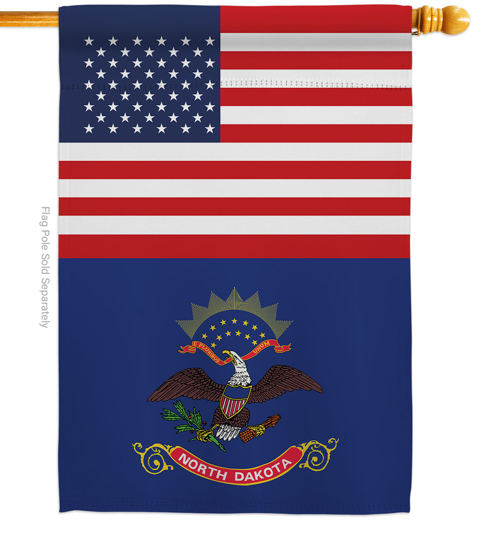 H140789-BO 28 x 40 in. USA North Dakota American State Vertical House Flag with Double-Sided Decorative Banner Garden Yard Gift