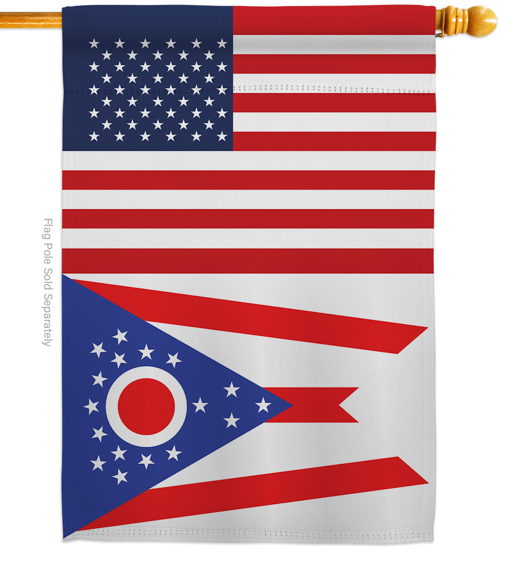 28 x 40 in. USA Ohio American State Vertical House Flag with Double-Sided Decorative Banner Garden Yard Gift