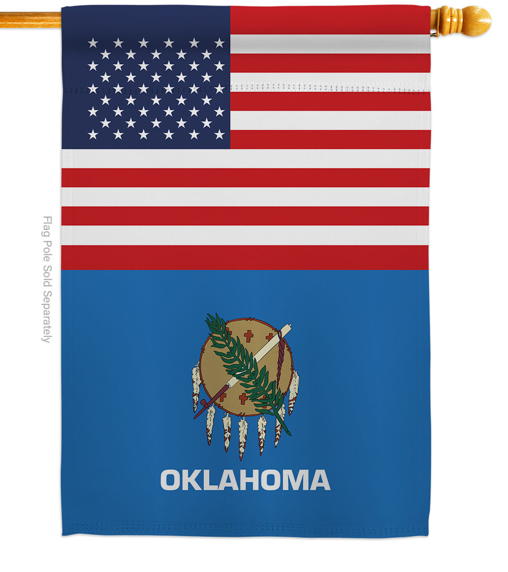 28 x 40 in. USA Oklahoma American State Vertical House Flag with Double-Sided Decorative Banner Garden Yard Gift