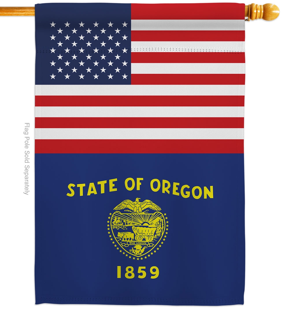 H140796-BO 28 x 40 in. USA Oregon American State Vertical House Flag with Double-Sided Decorative Banner Garden Yard Gift
