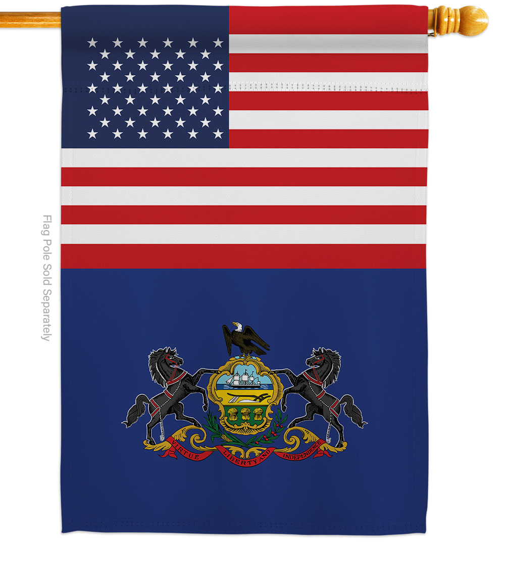 28 x 40 in. USA Pennsylvania American State Vertical House Flag with Double-Sided Decorative Banner Garden Yard Gift